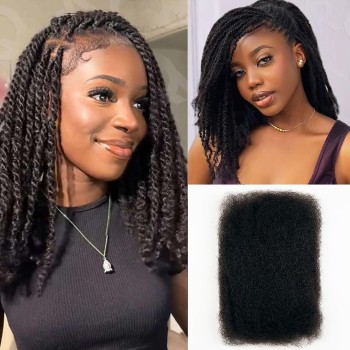 Afro kinky Curly Human Hair Bulk For Braiding Extensions Dreadlock 8-22 Inches Natural Color