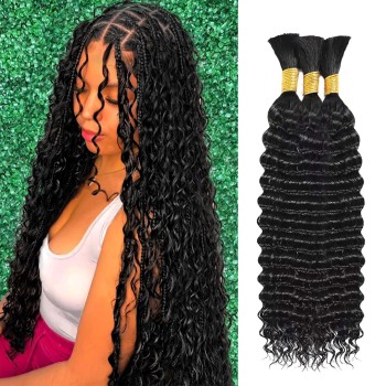 Braiding Human Hair Bulk For Boho Deep Wave
