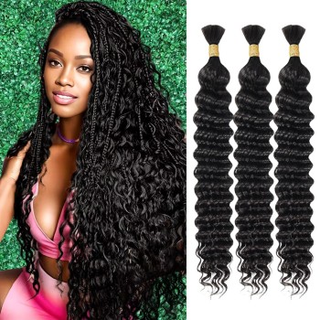 Braiding Human Hair Bulk For Boho Deep Wave